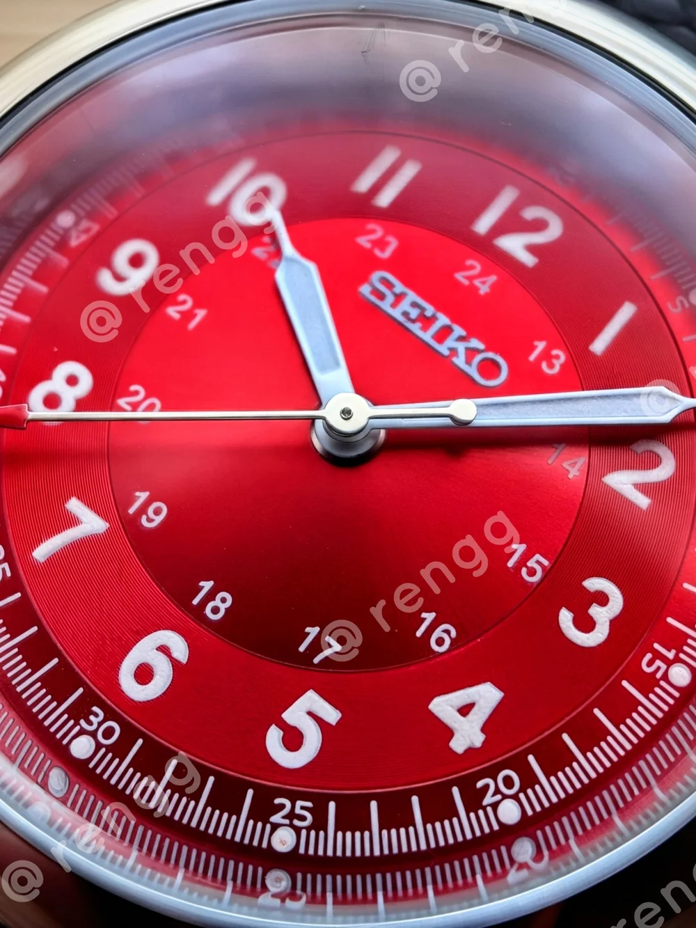 37mm Seiko Men’s Red Dial Mod Dress Watch Smooth Sweep Second